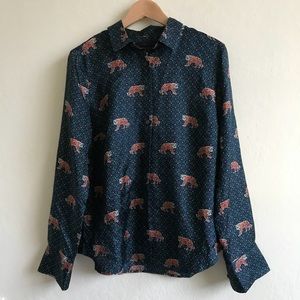 J.Crew Silk Tiger Print Button Down
